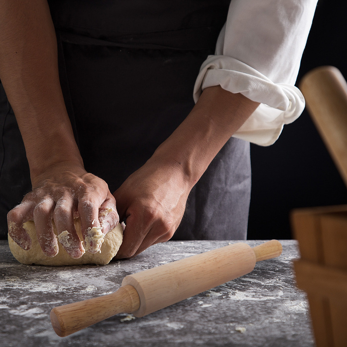 Kitchen Roller Baking - عجلة لف العجين المصنوعة من خشب