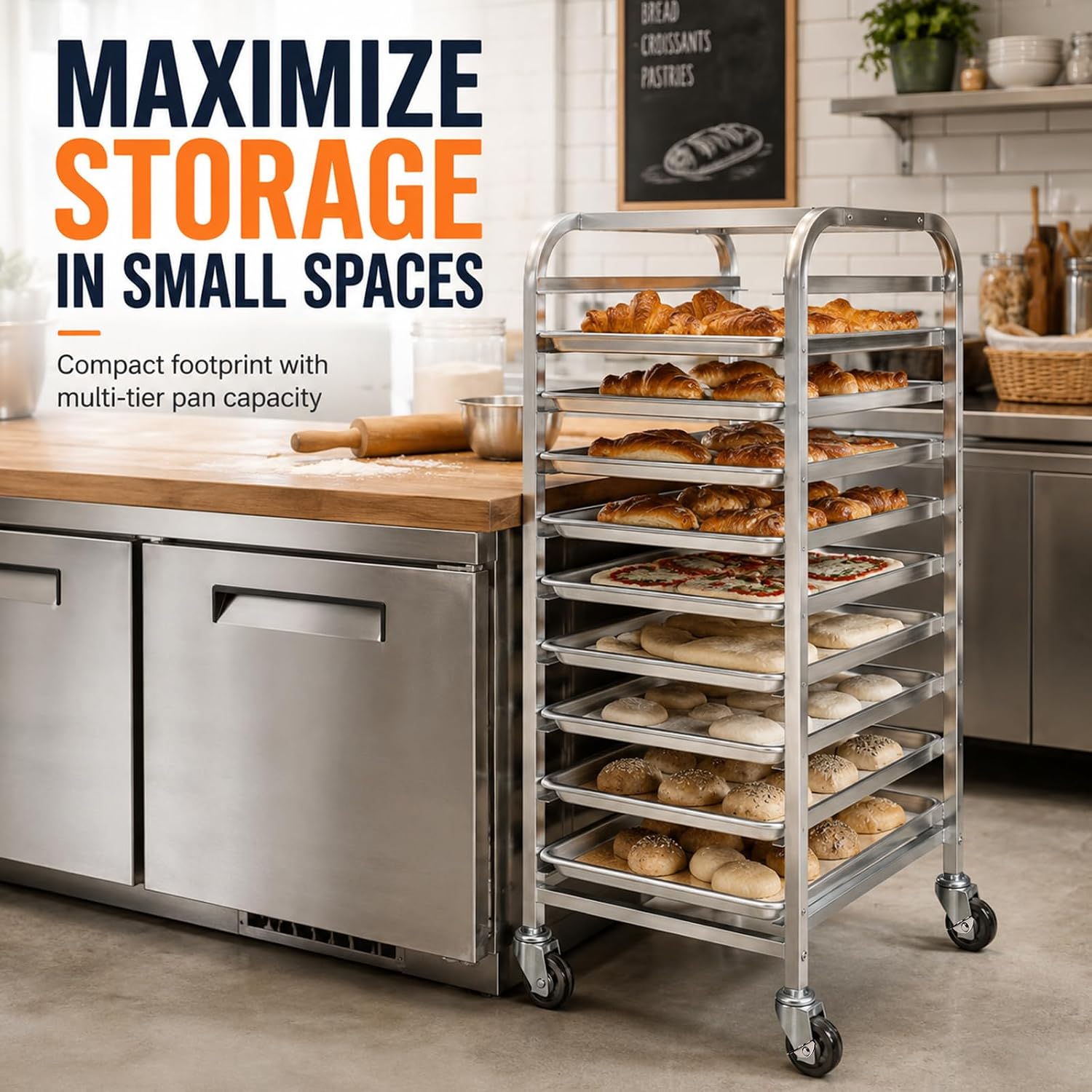 رفوف من الفولاذ المقاوم للصدأ  - مراجعة Kitchen Baking Cart وسعره